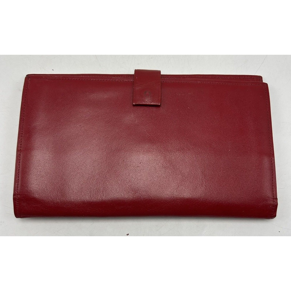 Vtg Princess Gardner Wallet Red Leather 60'Shoulder to Travelers Snap Retro Read